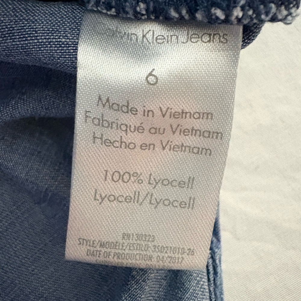 Calvin Klein Girls Jeans Blue Denim Distressed Dress Size 6 - Picture 8 of 9